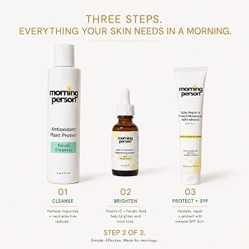 Vitamin C Brightening Serum with Citrustem & Ferulic Acid | Morning Person | With Vitamin E and Hyaluronic Acid, Reduce the appearance of wrinkles and improve skin's elasticity