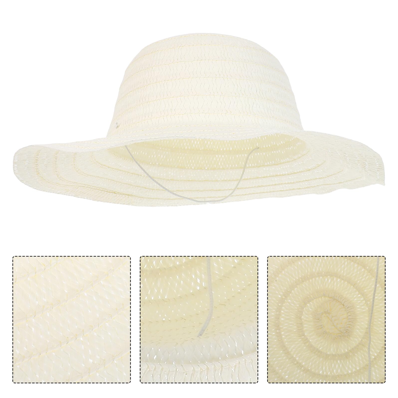 Sombreros de Paja Beige y Protección UV 12 para Bricolaje ala Ancha Ajustable y Disfraces de Verano Manualidades en Grupo