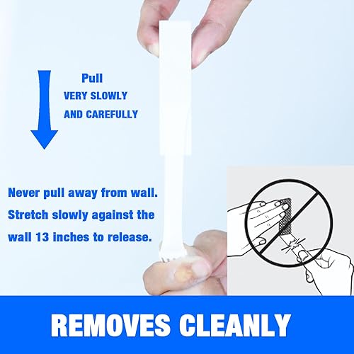 Miniatura 5 de ADY Tiras para colgar cuadros de 32 libras, resistentes 40 pares, ganchos extraíbles sin daños, tiras adhesivas de repuesto para alquiler, tiras de