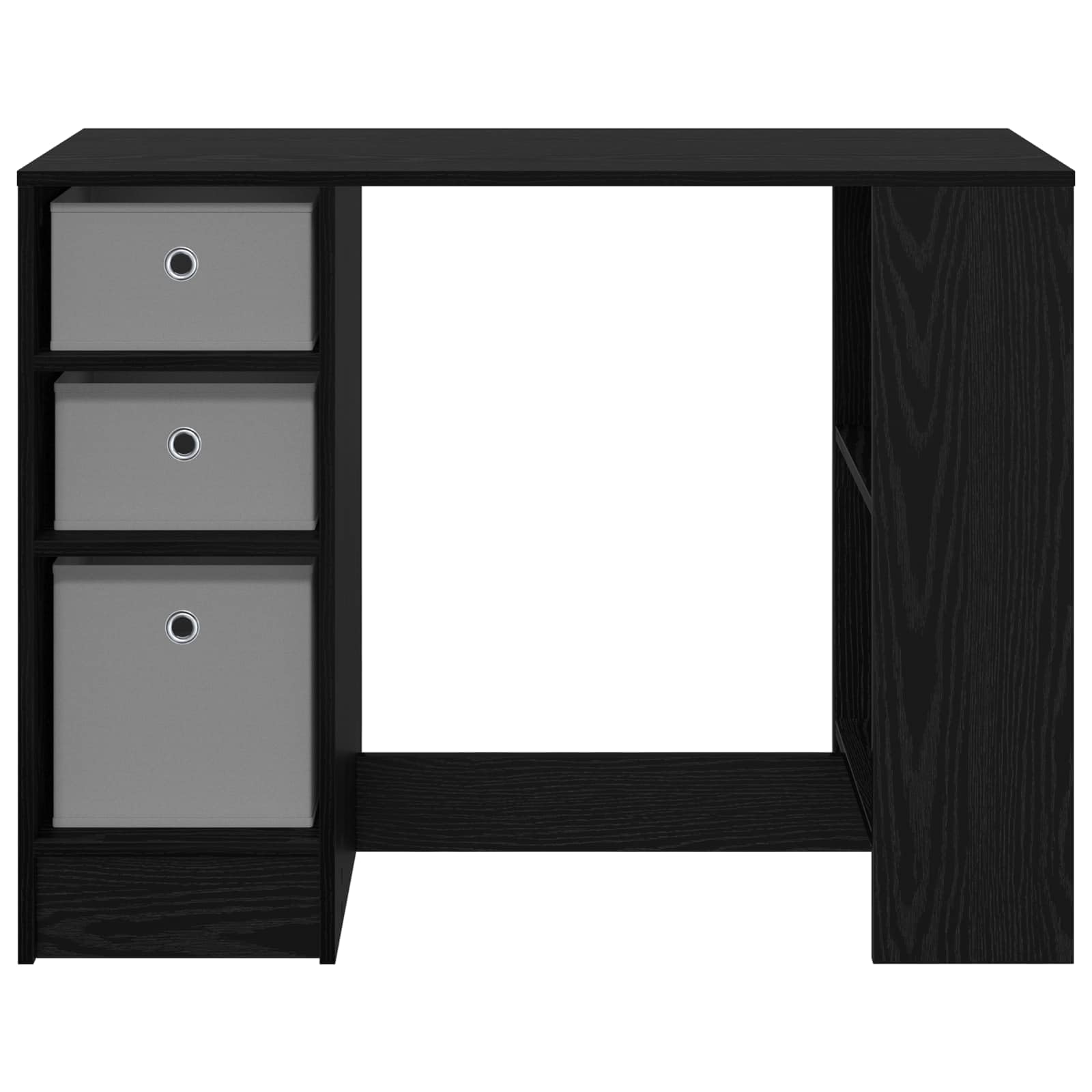 Scrivania con scaffale, effetto rovere nero, in legno, 100 x 40 x 75 cm, con 3 cassetti e ripiano per casa, ufficio, studio, gaming e postazione di lavoro