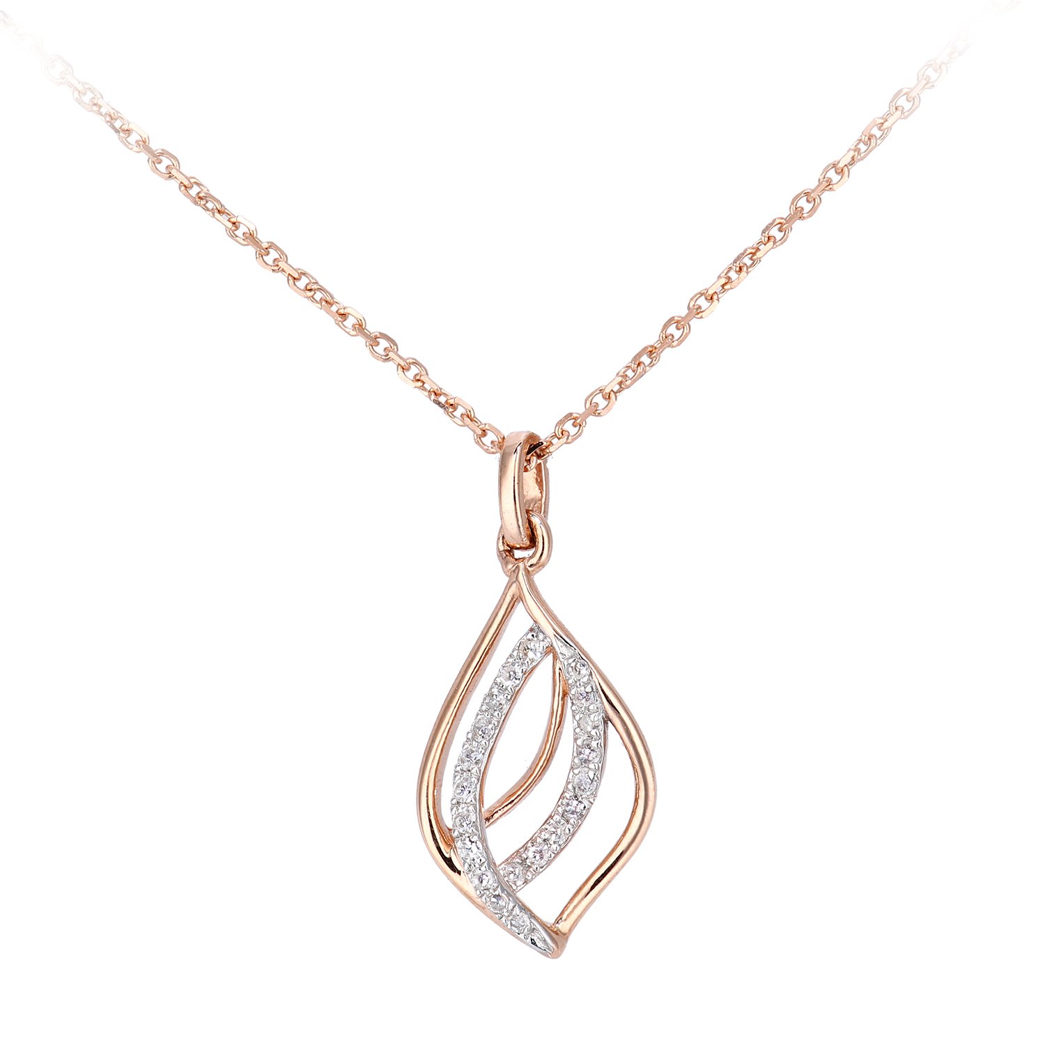 Naava Collana Oro Rosa 9K Con Pendente E Diamante Naturale - Gioiello Certificato, Regalo Di Lusso