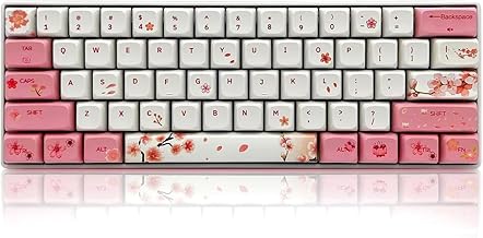 Wired 60% Mechanical Gaming Keyboard,Mini RGB Cherry MX Switch PBT Keycaps NKRO Programmable Type-C Keyboard for Gaming and Working (Cherry Blossom,Gateron G Pro 3.0 Yellow Switch)