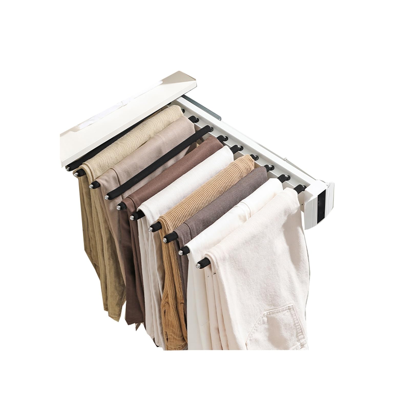 Cintre coulissant pour pantalons à 10 bras et rotatif pour optimiser le dressing