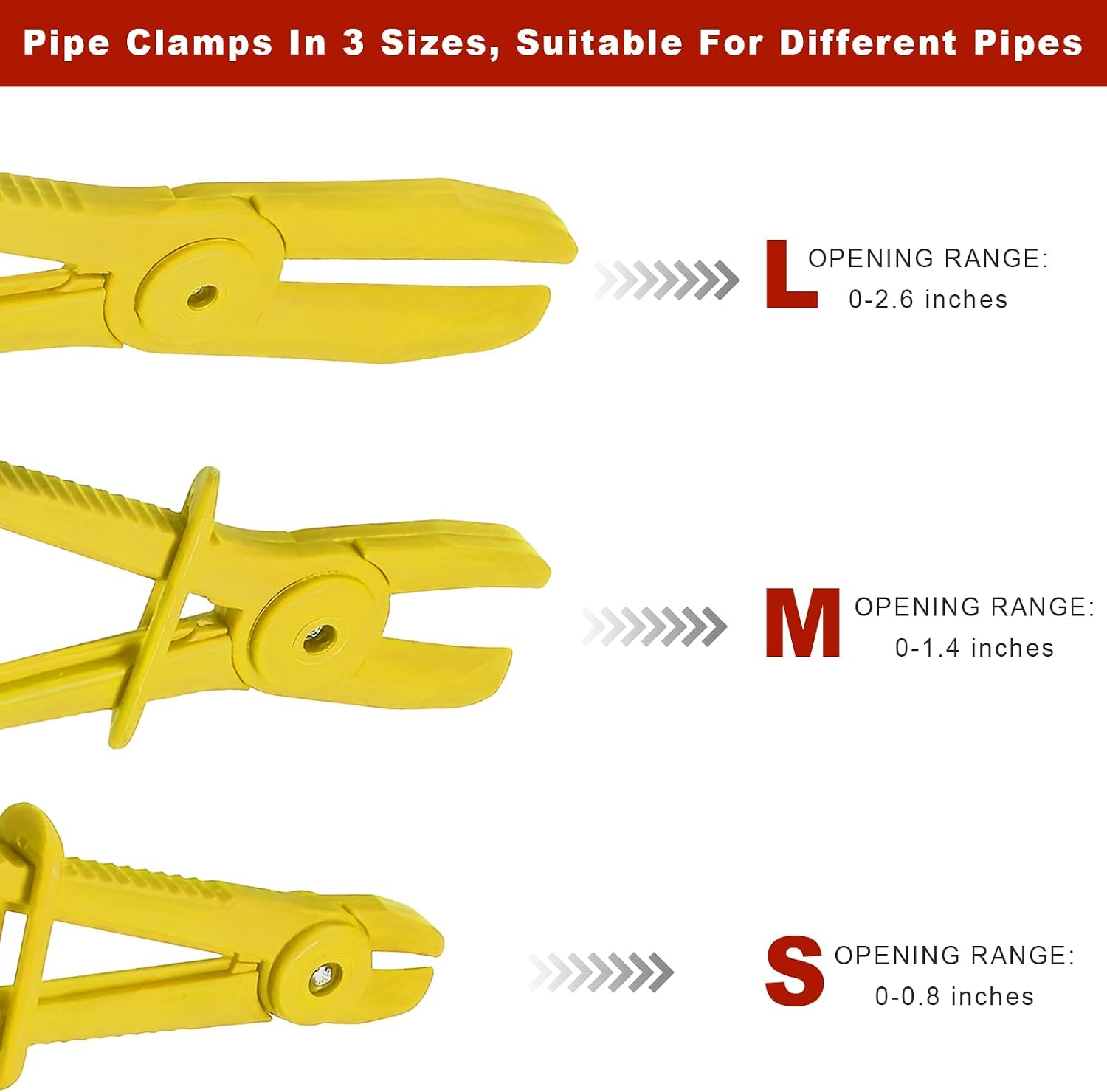 6 PCS Hose Clamp Pliers, 3 Size Plastic Hose Pinch Clamp Tools with Secure Lock Buckle, Heat-Resistant Line Pinch Off Pliers for Gas Radiator Coolant Hoses, Car Accessories (Yellow)