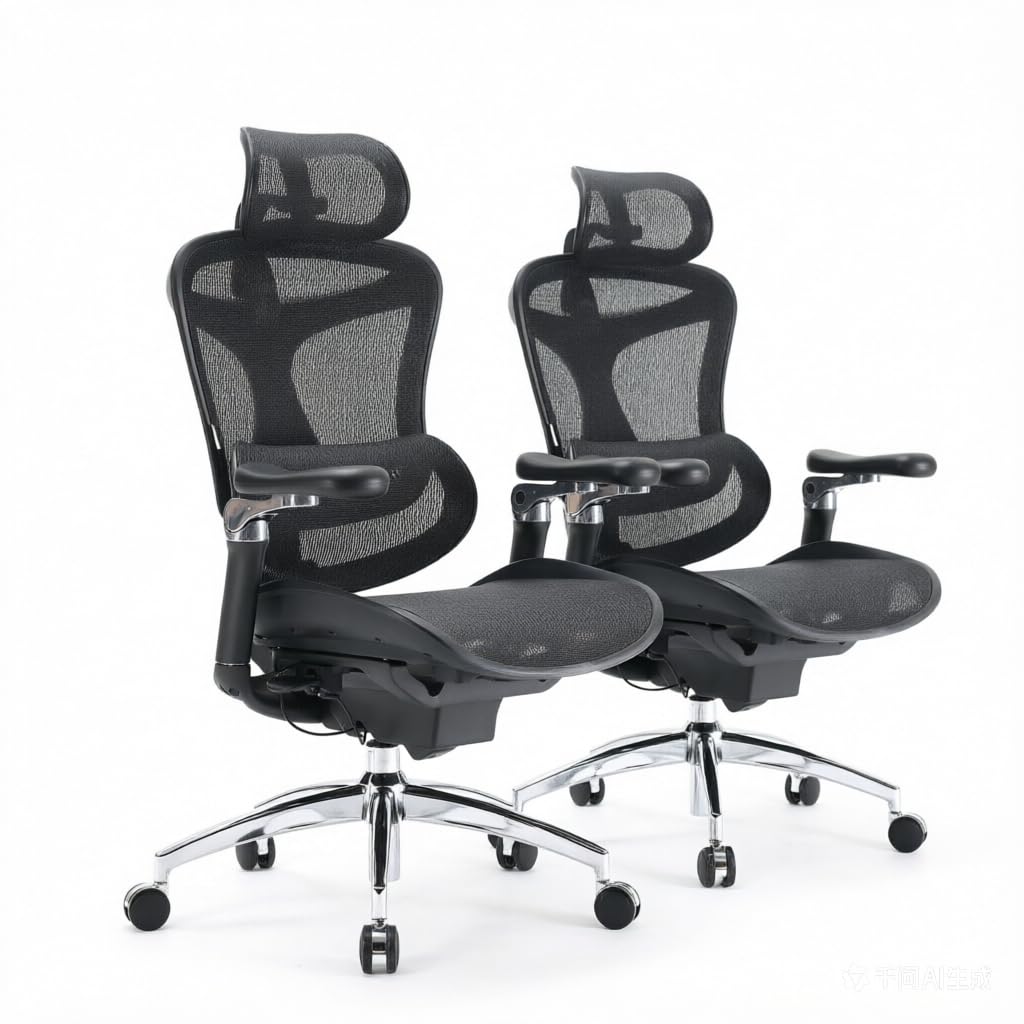 SIHOO Doro C300 Pro Ergonomic Office Chair with Ultra-Soft 6D Armrests, Dynamic Lumbar Support, Seat Depth Adjustment, Adjustable Backrest, Big and Tall Desk Chair 2 Packs (Black)