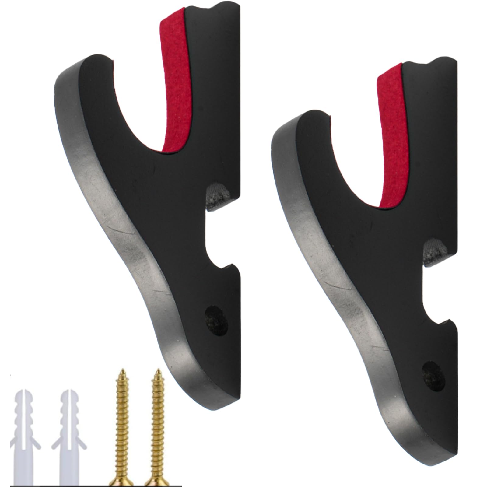 Set di 2 Supporti da Parete per Spada Katana, Ganci Regolabili con Imbottitura in Velluto, Porta Spade in Legno Nero per Katana, Wakizashi, Tanto, Sable Laser, Cosplay, Espositore da Muro Stile Giappo