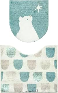 Scandinavian Style, Soft to the Touch, Toilet Mat, Lid Cover, Set of 2, 19.7 x 23.6 inches 50 x 60 cm, Polar Bear Pattern, Fabric, Gentle Colors, Machine Washable, Anti-Slip, Suitable for All Types