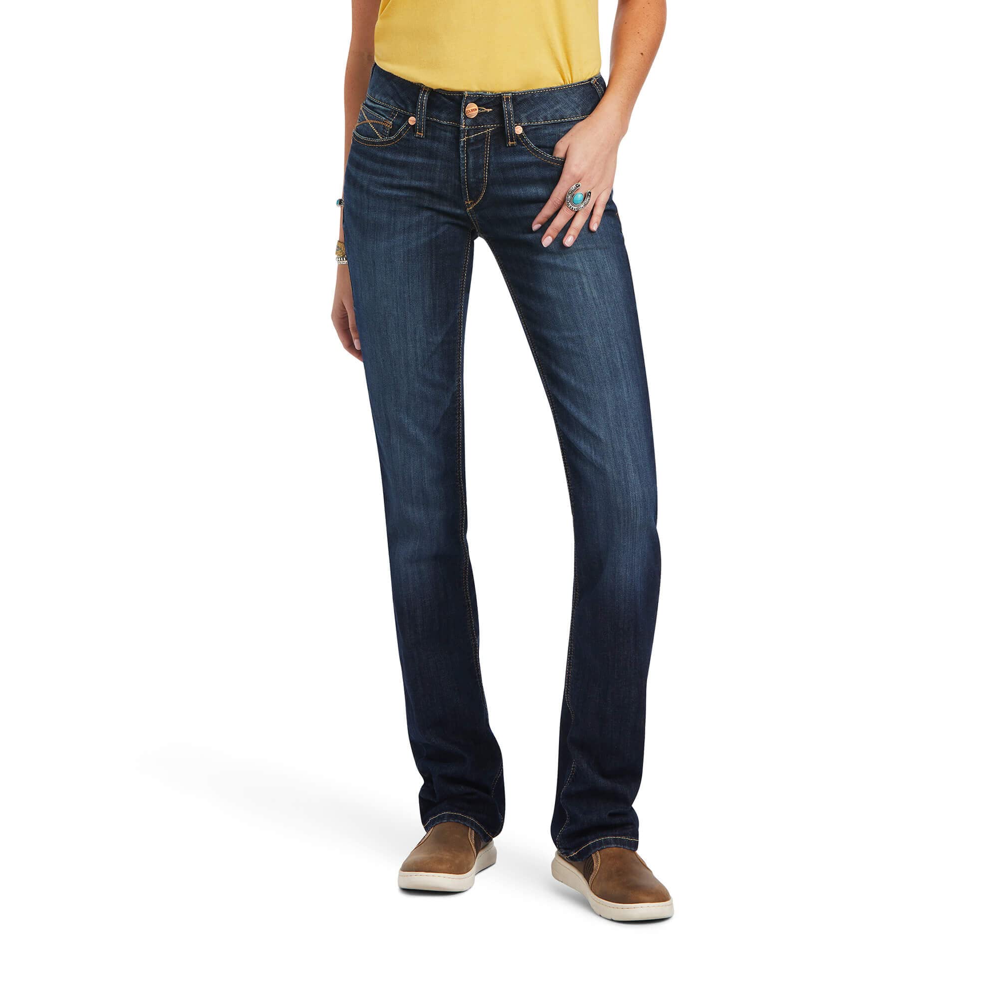 ARIAT Women's R.e.a.l. Mid Rise Octavia Straight Jean