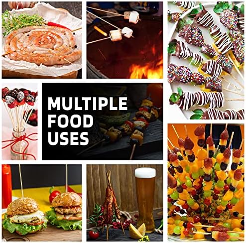 Hana Essentials Skewers Pack of 300 - 25cm Long / 3mm Diameter - Durable & Strong Bamboo Sticks - Ideal for BBQ, Kebabs, Chocolate Bouquet, Marshmallows, Chocolate Fountain, Cake Topper and DIY Crafts