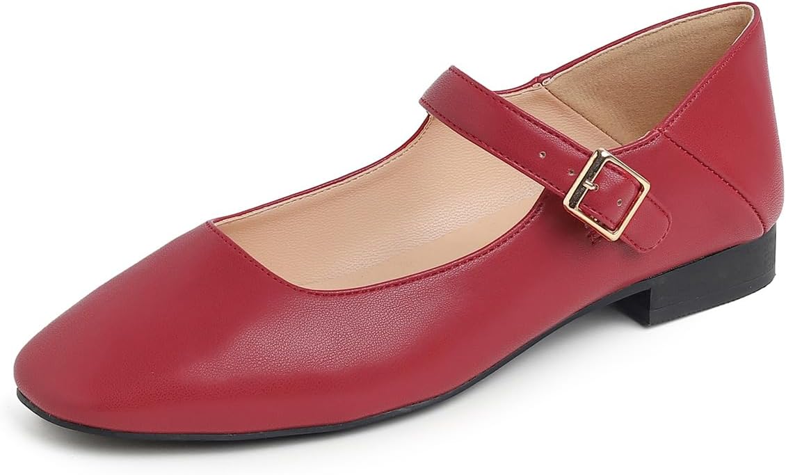 Sq Maryjane Retro Red Vegan Stack Heel