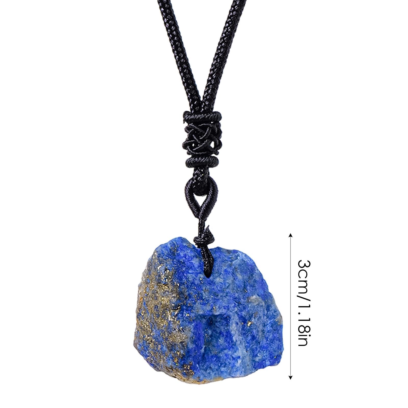Generico Naszyjnik Lapis Lazuli, Biżuteria Lapis Lazuli | Ręcznie tkany surowy kamienny naszyjnik | Kolekcjonerska biżuteria z niebieskim naszyjnikiem rockowym do codziennego noszenia, Fare