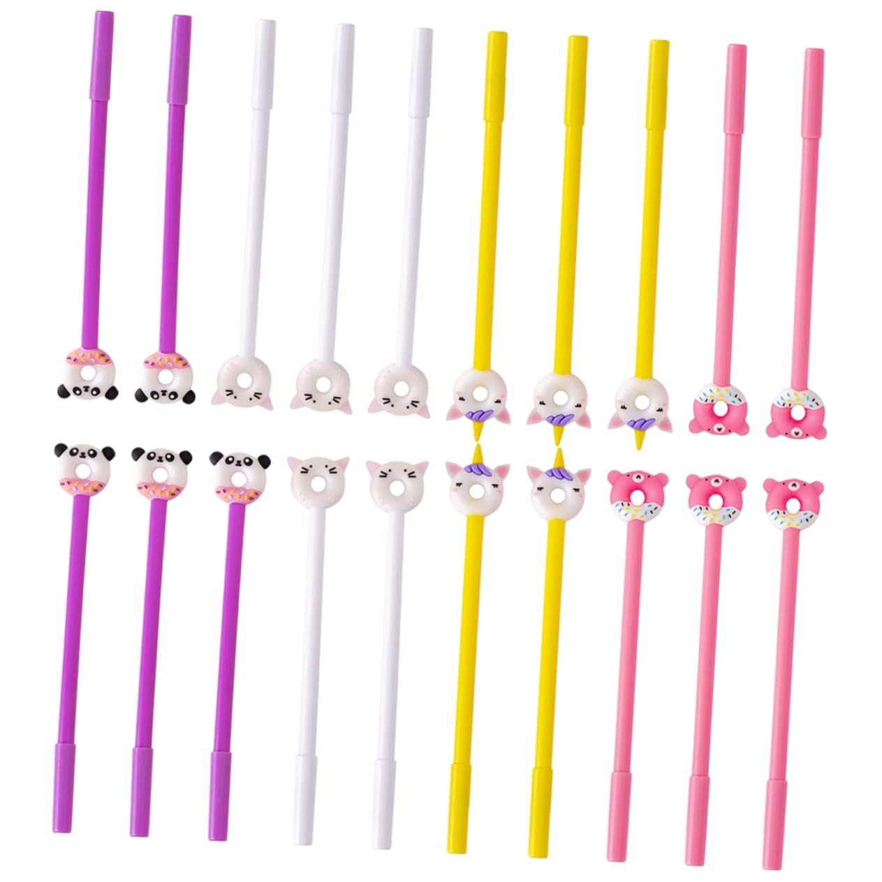 2 Ensembles Lot De Stylos Gel Donut Adorables Pour Garçon Fille Ergonomiques Et Pratiques Pour Scolaire Créatif Pour Garçons Et Filles 20 Pièces * 2