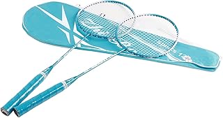 Conjunto de 2 raquetes de badminton, raquete de badminton para iniciantes, raquete de badminton de fibra de carbono, raquete de badminton de baixa libra, adequado para crianças, adultos, jogos de quin