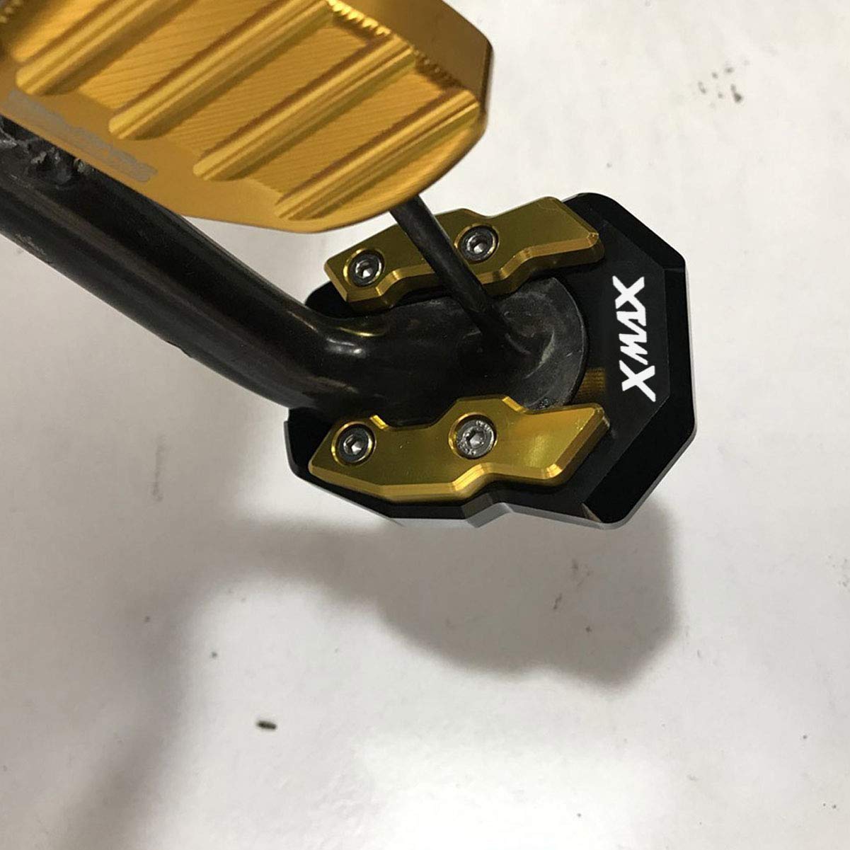 Accesorios Soporte Lateral de Motocicleta Ayuda de estacionamiento de Bloque agrandado para Yamaha Xmax X-MAX 125 250 300 400 2017-2022 (Negro)