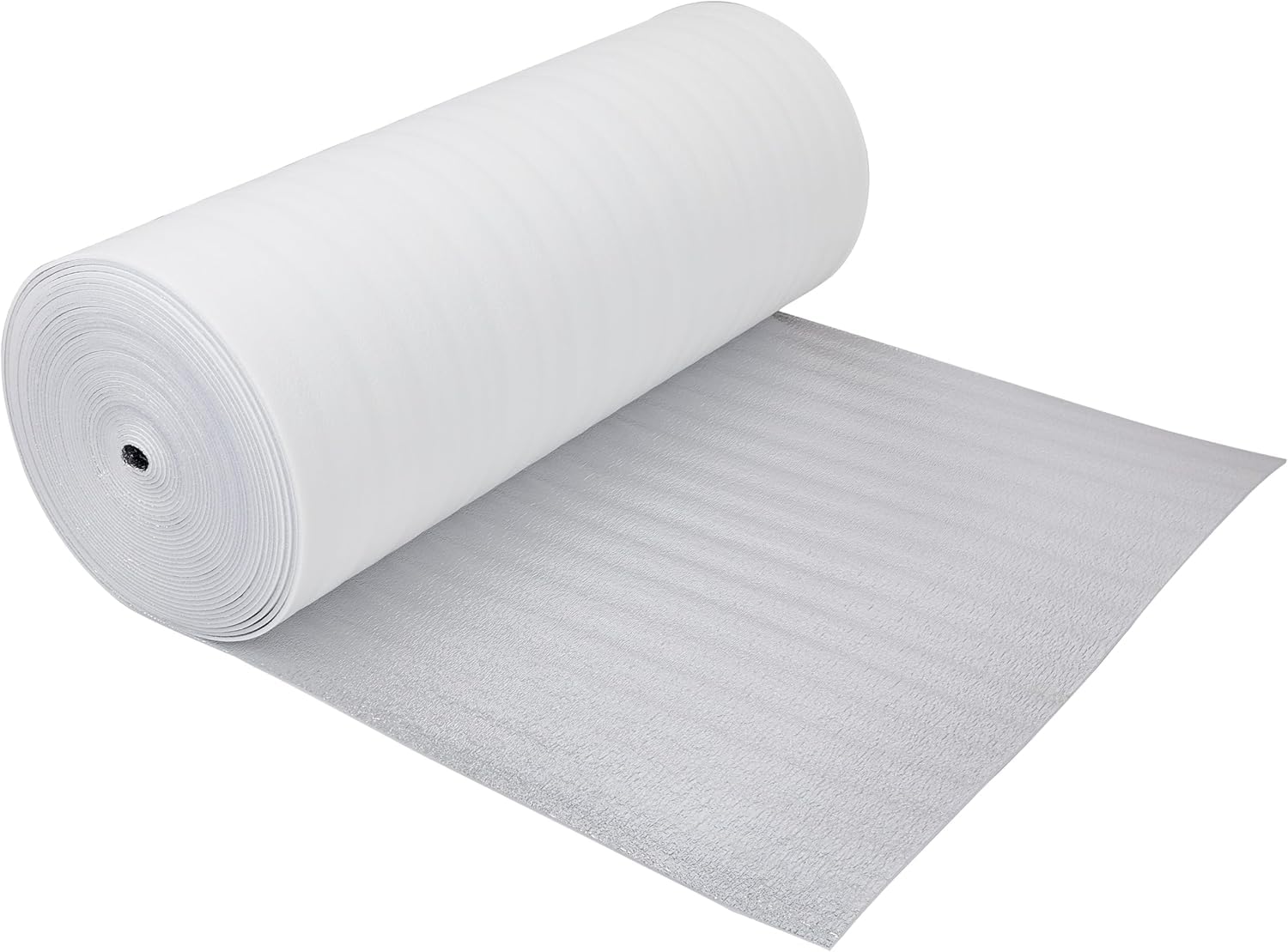 Reflective Insulation Roll Radiant Barrier Wall Roll White Foam Thermal Metal Foil Ceiling Attic RV Floor House Pole Barn Building Heat Cold 24in x 2500ft (5000SQFT) AD3-3MM R7-21