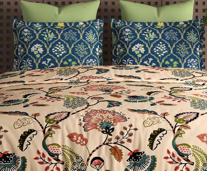 DECOMIZER XXL Microfiber Cotton Super King Bedsheet, BeigeAnokhi - Image 5