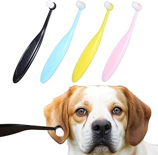 Pro Applicator Brush for Pets, 4 Pack Dog and Cat Eye Powder Brush Tear Stain Remover with Washable Superfine Fiber Long Tapered Bristles for Safely and Evenly Apply Ergonomic Handle