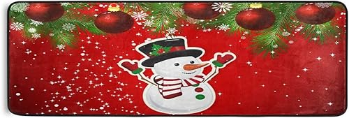 Miniatura 2 de Alfombra de camino de Navidad, alfombra roja de muñeco de nieve de Navidad, tapete antideslizante para cocina, alfombra de área suave para baño