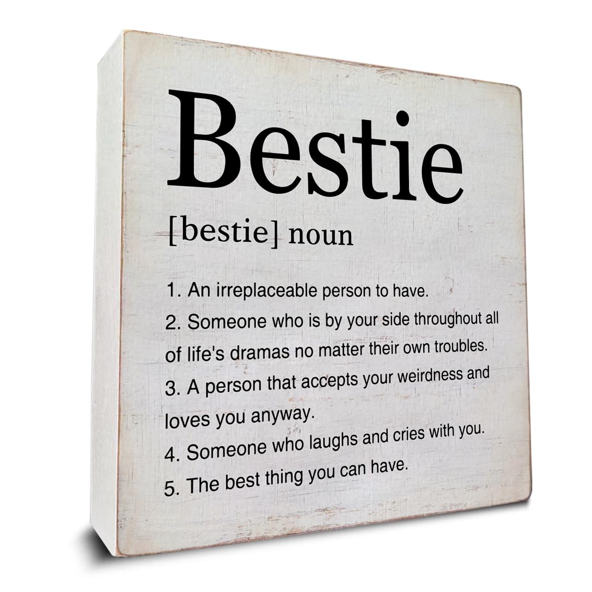 Bestie Gifts for Women Bestie Definition Art Wooden Box Sign Decor Best Friend Desk Decorative Wood Sign Home Decoration for Table Shelf 5 x 5 Inches