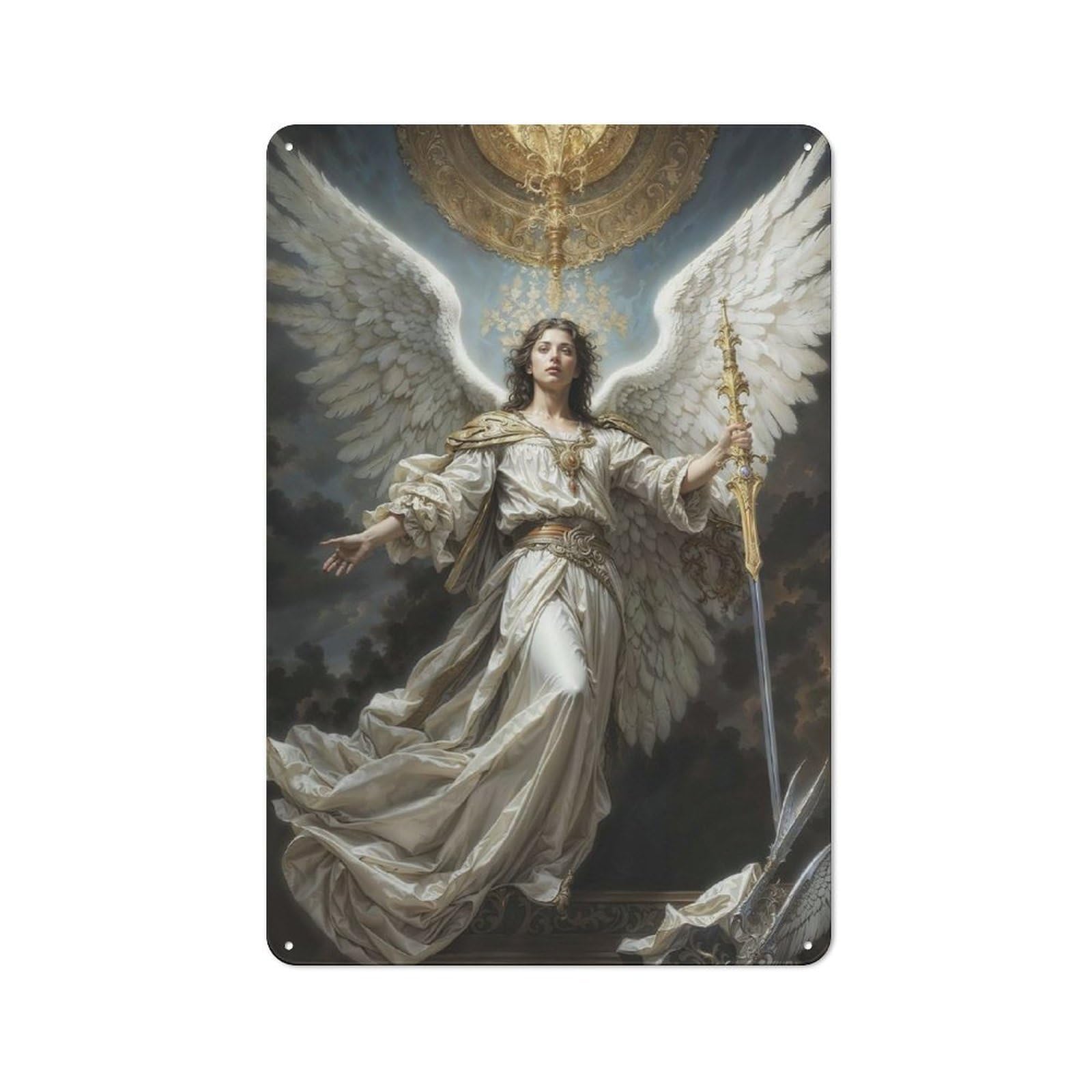 Junmoney Archangel Tin Wall Plaque 30X20cm With For Workshop Wall, Suited To Workshop Decor Fans, For Retro Home Interiors