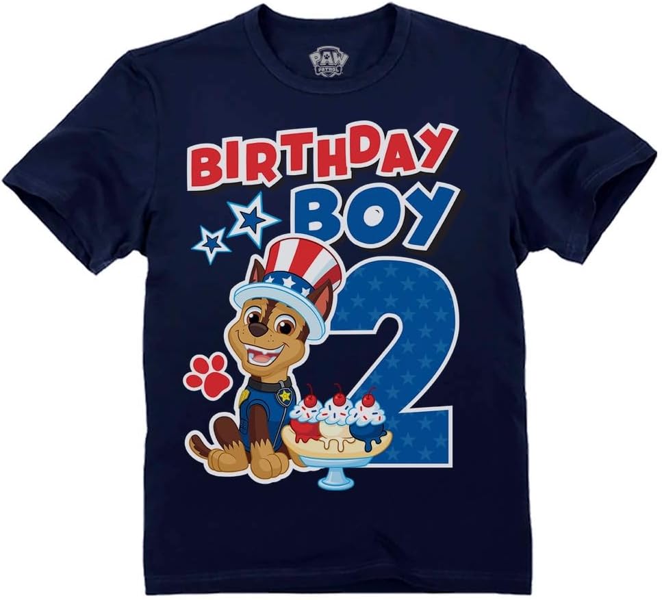 Chase Paw Patrol 2nd Birthday Shirt for Boys - Toddler Party T-Shirt Gift for 2 Year Old