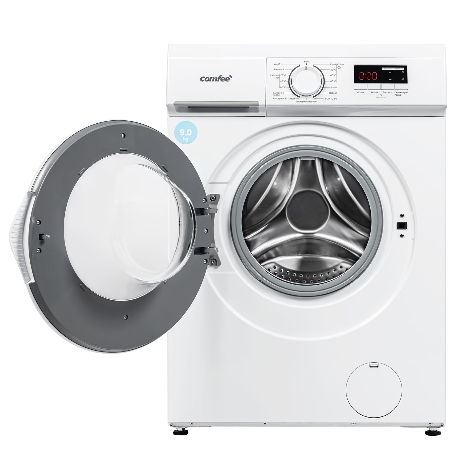 COMFEE' CFE12EW80/W-FR Lave-Linge Frontal 8KG, Classe énergétique A, Moteur BLDC 1400 Tr/Min, 15 Programmes, Prélavage, Blanc