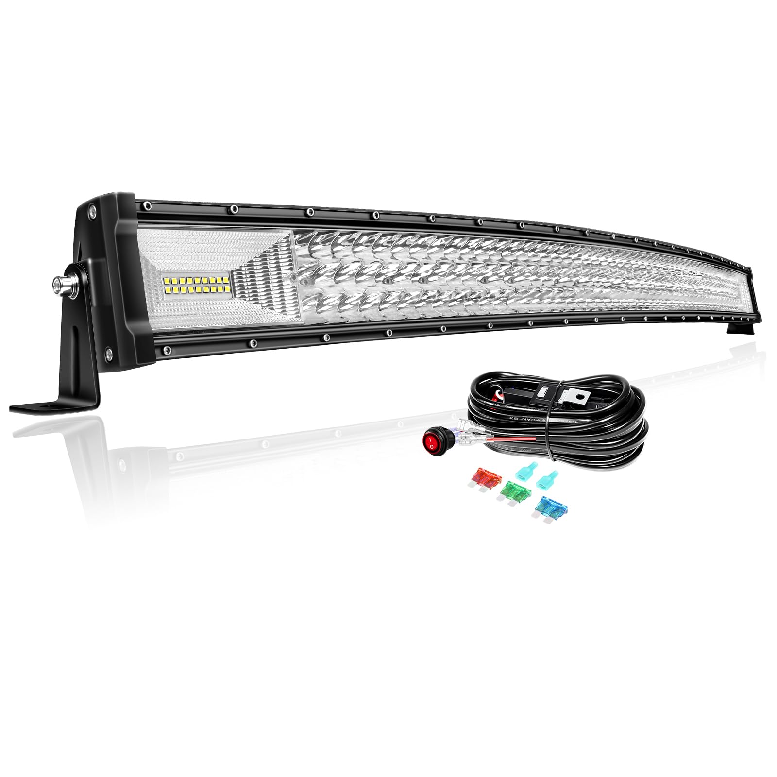 PICAA zakrzywiony wąski pręt LED 4x4, 42 cali 540 W z zestawem przewodów 12 V, potrójne rzędy Combo wodoodporna lampa do samochodu ciężarówki terenowej ATV SUV ciągnik
