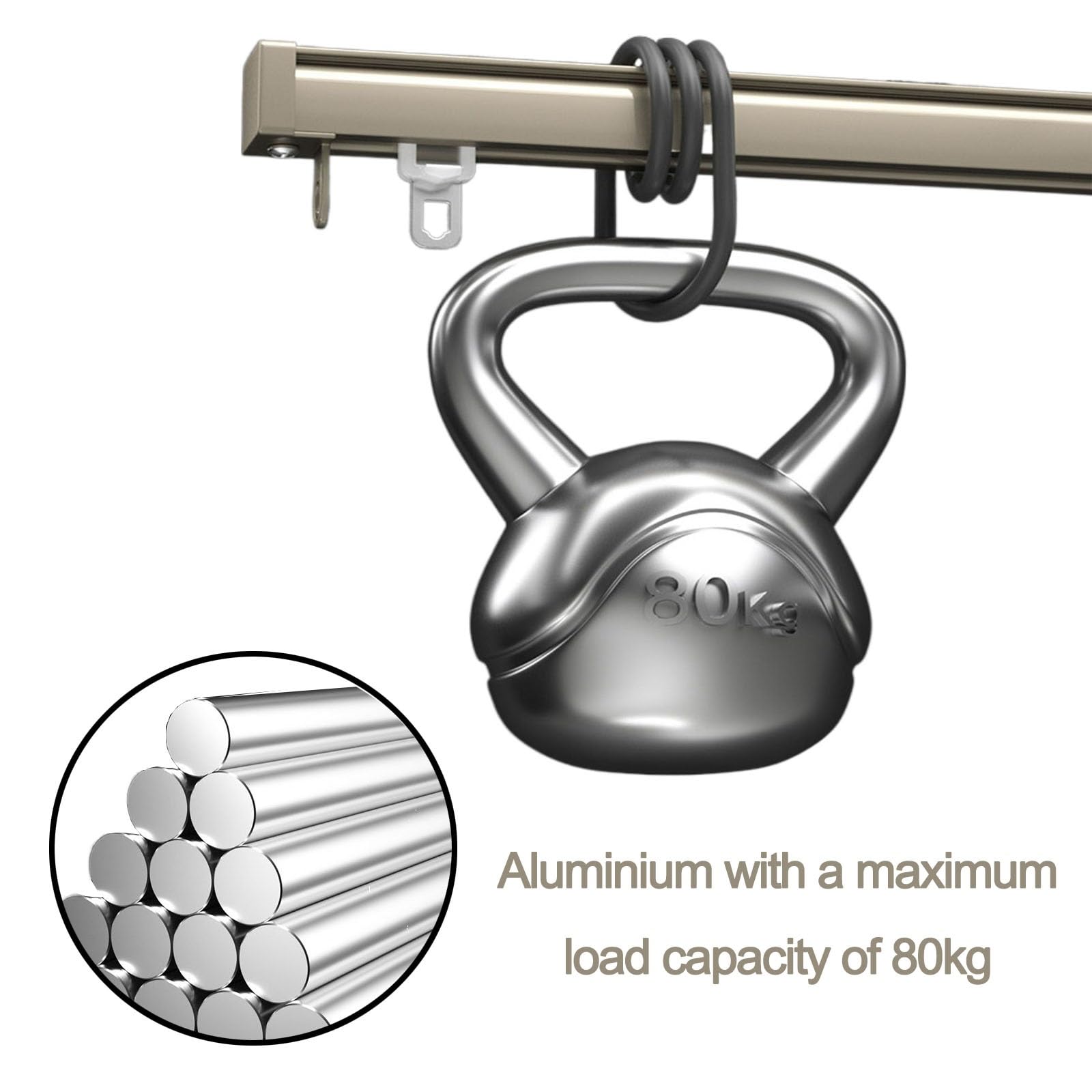 Wytrzymały aluminiowy system szyn do zasłon o długości 6 m z rolkami, mocowanie sufitowe, kolor szampański, idealny do zasłon i zasłon, gładkie przesuwanie, łatwa instalacja