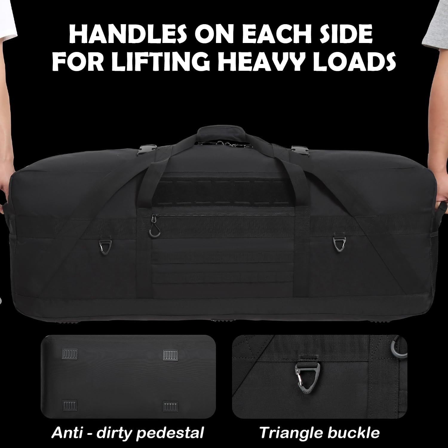 125L Extra Large Duffle Bag - Heavy Duty Duffle Bag with Multiple Pockets, Perfect as Camping Bag Travel Storage Tent Storage Sports Equipment Bag for Coaches & More, Black