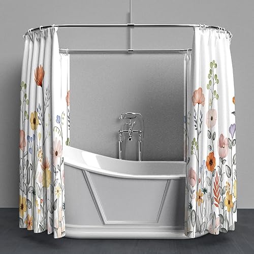 Miniatura 3 de Cortina de ducha larga de flores, cortina de ducha de tela, cortinas de ducha de plantas florales para baño, cortina de baño natural de 72 x 78
