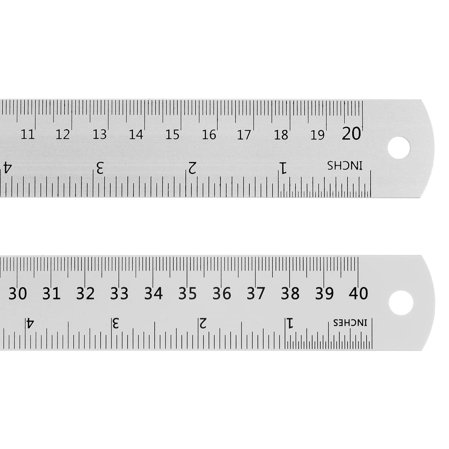 HARFINGTON 2pcs Stainless Steel Ruler 8 Inch 20cm & 16 Inch 40cm Metric