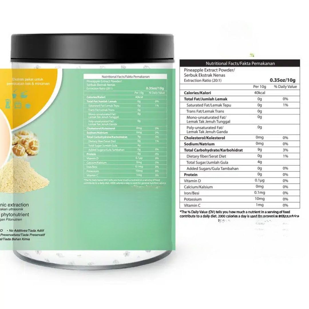 Polvo de piña - Extracto estandarizado - 200g puro 100% natural sin aditivos - Para sopa, batidos, café, bebidas, pastelería