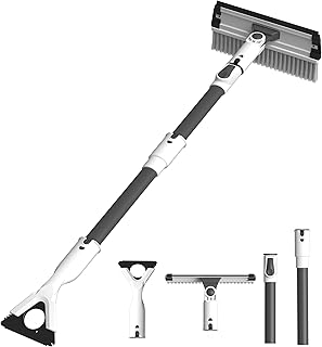 Snow Brush for Car, 2 in 1 Snow Brush and Ice Scraper 39.4 inch Extendable Snow Brush for Car Windshield with Foam Grip and 180° Pivoting Brush Head for Car SUV Truck Windshield Windows