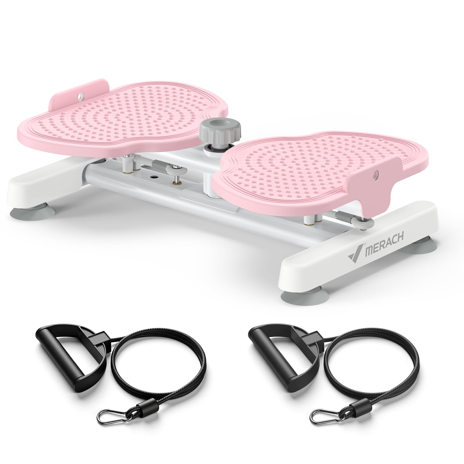 MERACH Waist Twister Board, Ab Twister Board for Women With 2 Resistance Ropes for Slim Waist and Core Ab Exercise, Max 136KG, Noiseless Home Gym Exercise Equipment - Pink-image-22