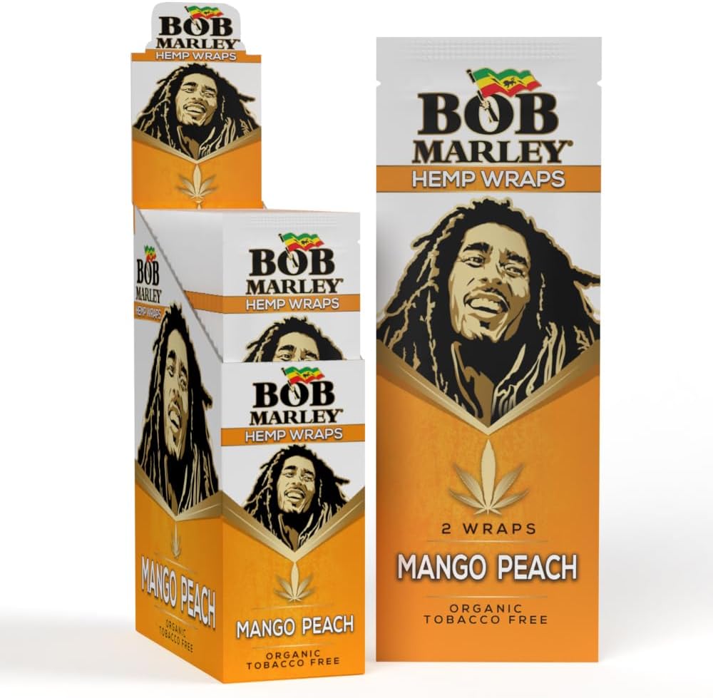 Bob Marley - Organic Wraps, Tobacco Free - (Mango Peach, 25 Packs)