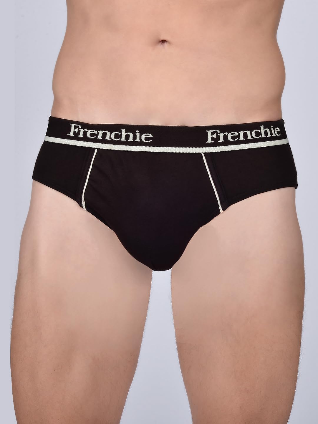 VIP Frenchie Pro Men's 100% Cotton Brief with Outer Elastic Waistband Assorted, 90 Size, Pack of 3