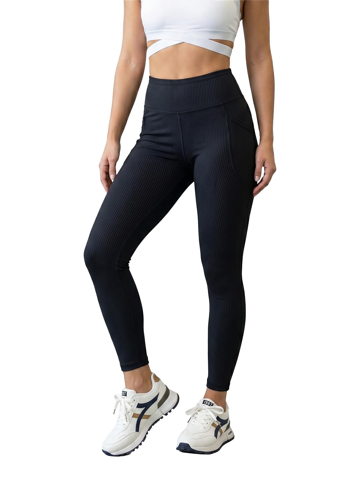 JUNEBERRY® Leggings sportivi da donna, in spandex testurizzato, elasticizzati, leggeri, comodi, per palestra, taglie dalla XS alla XL