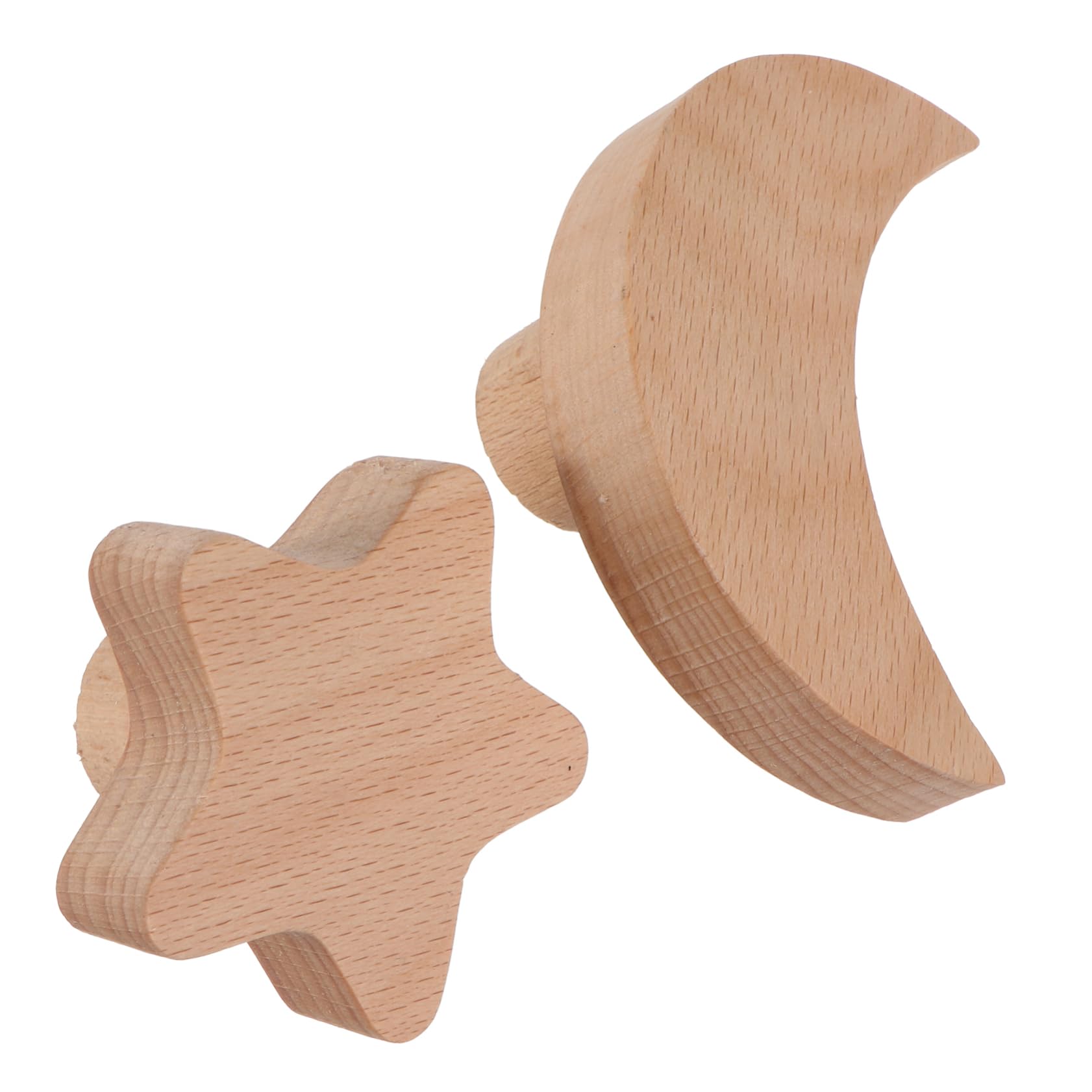 DECHOUS 2Pcs Star Moon Shaped Wall Clothes Storage Hook Self Adhesive Wooden Hanger for Home Clothing Shop Decor Creative Design Easy Installation Space Saving