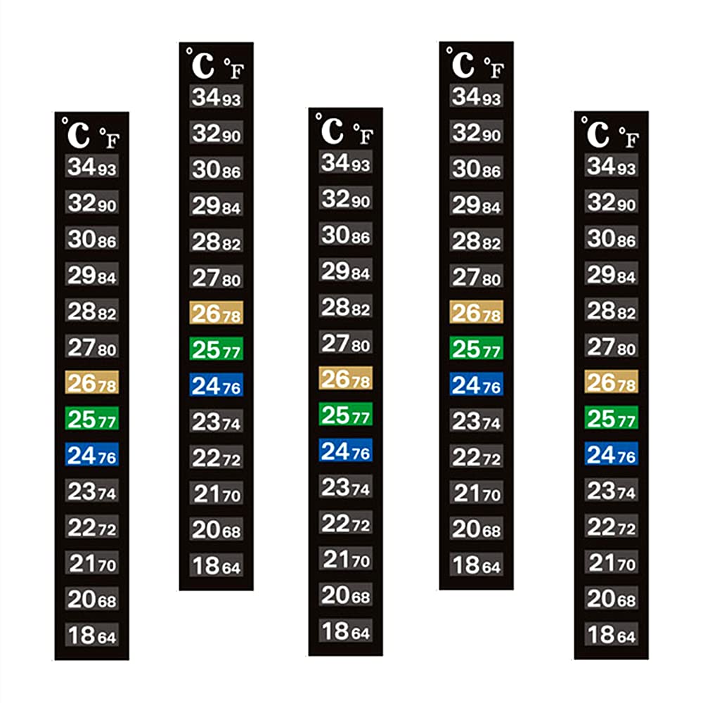 5 Pieces Aquarium Temperature Meter Sticker Stick On Thermometer Strip Aquarium Digital Temperature Sticker for Home Fish Tank and Aquarium (5)