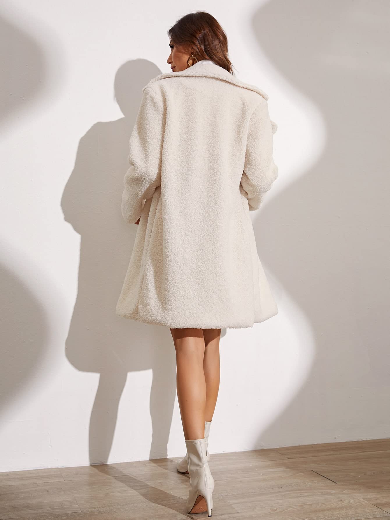 Amazon.co.jp: レディース秋冬コート ラペルネック シングルブレスト  