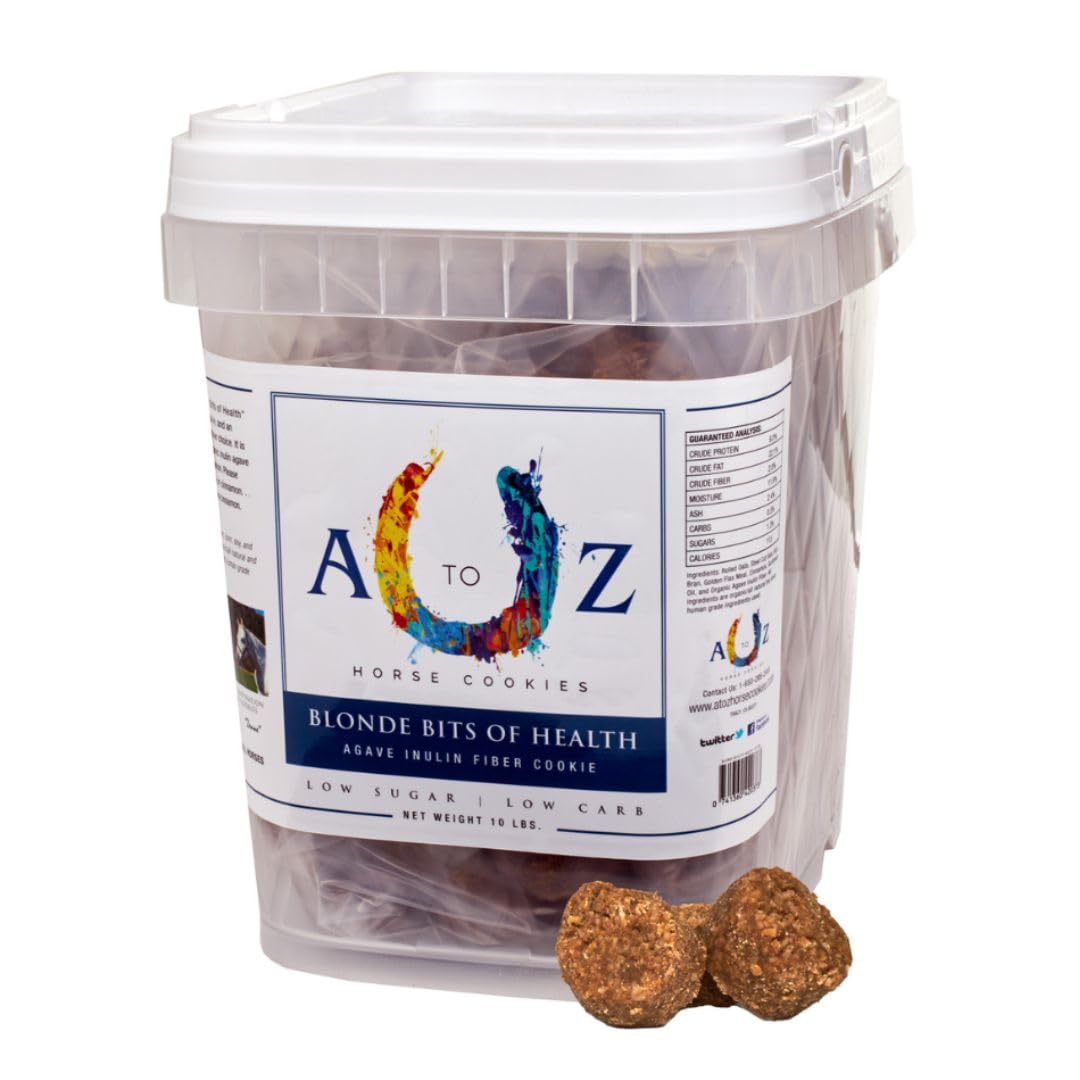A TO Z HORSE COOKIES Horse Treats, Blonde Bits of Health, Low Carb/Sugar, A Softer Cookie, Wheat, Corn, Soy & Alfalfa Free, Made with Cinnamon & Agave
