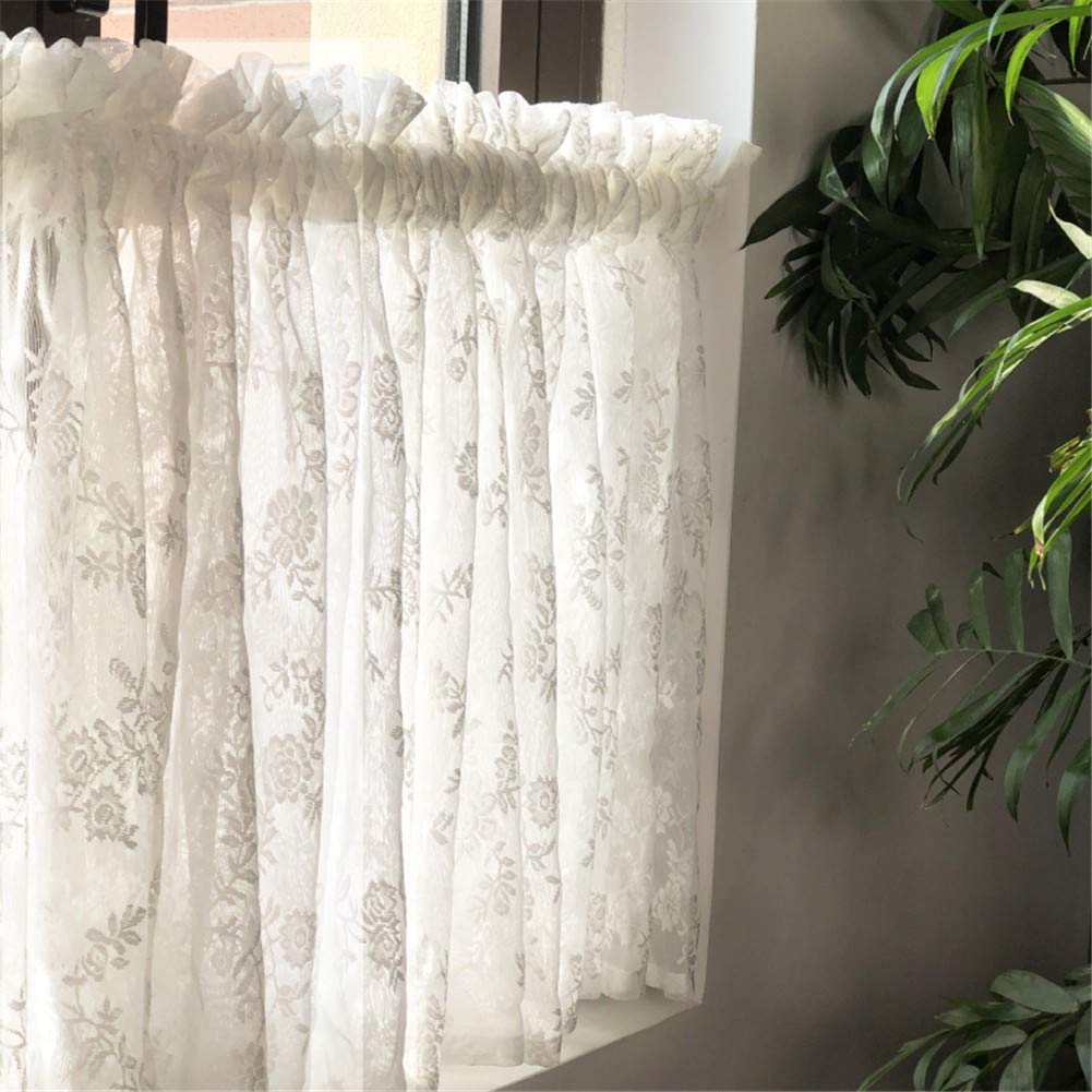 Cortina corta de encaje bordado rUrEu translúcida de 60x150cm para decoración de hogar y salón