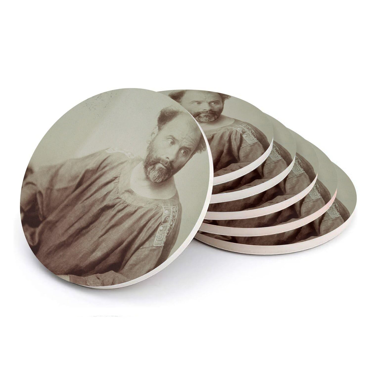 Sous-verre ronds en céramique noir et blanc set de table dessous de verre Klimt