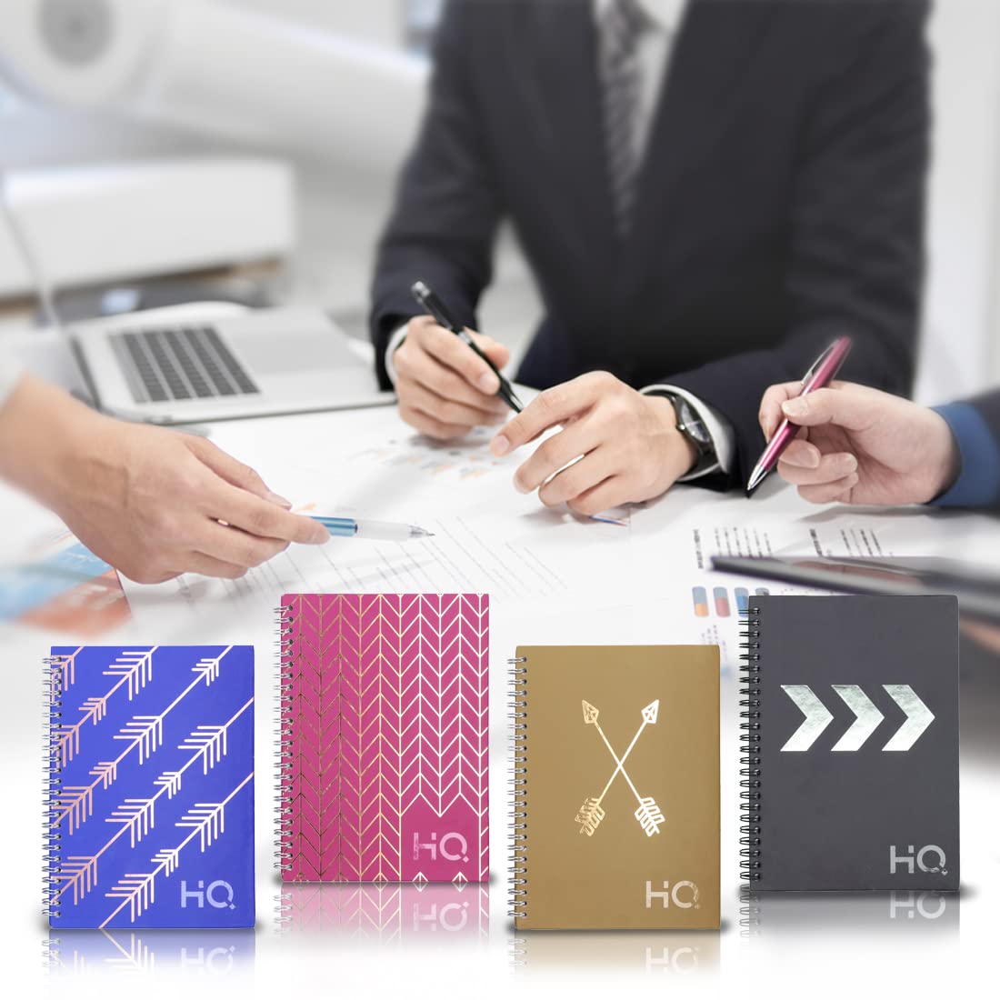 Navneet HQ | Hardcover-Notizbuch – Corporate Edge (Grau) für Büro und Beruf | Spiralbindung und Folienprägung | Einzeilig | A5-Format - 21 cm x 14,8 cm | 192 Seiten