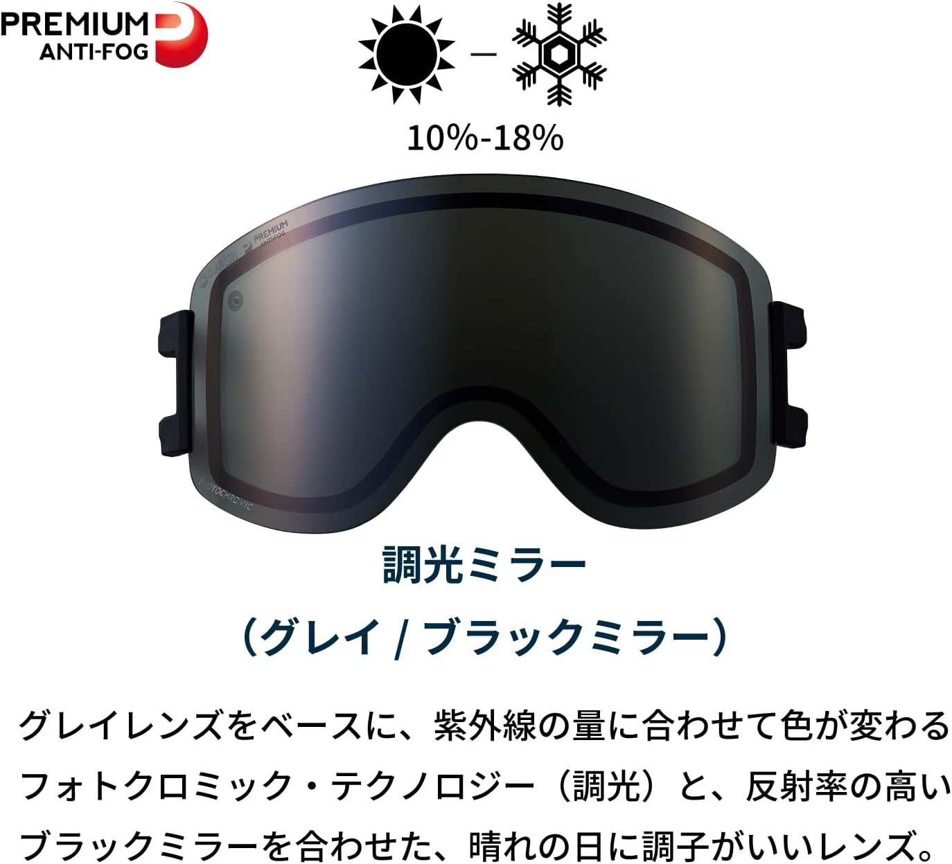 DICE (ダイス) 日本製 スキー スノーボードゴーグル SHOWDOWN 調光