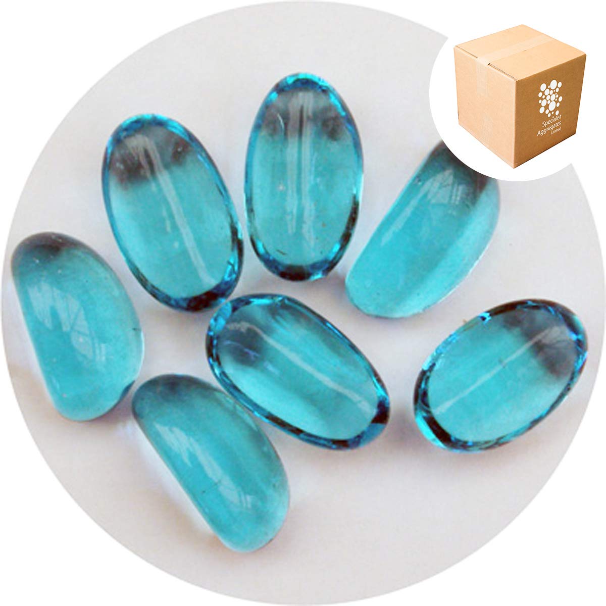 Specialist Aggregates ® - Glass Stones - Turquoise Blue - Design Pack - 5kg