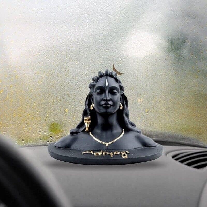 Miniatura 3 de BishtHub Adhiyogi Estatua Shiva Idol color negro Shiv ji coche tablero ídolo decoración - 4.7 pulgadas