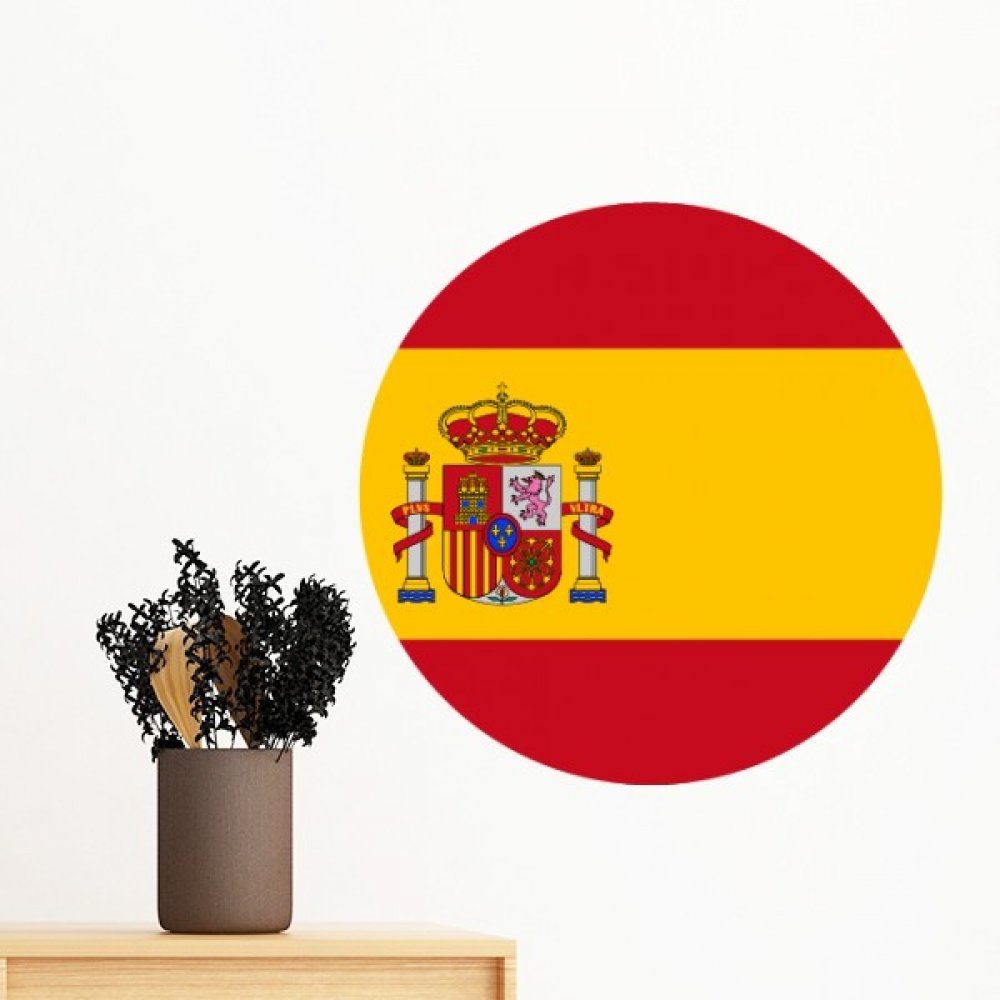 Drapeau Espagne sticker mural rond 30cm idéal pour personnaliser une chambre d'ado