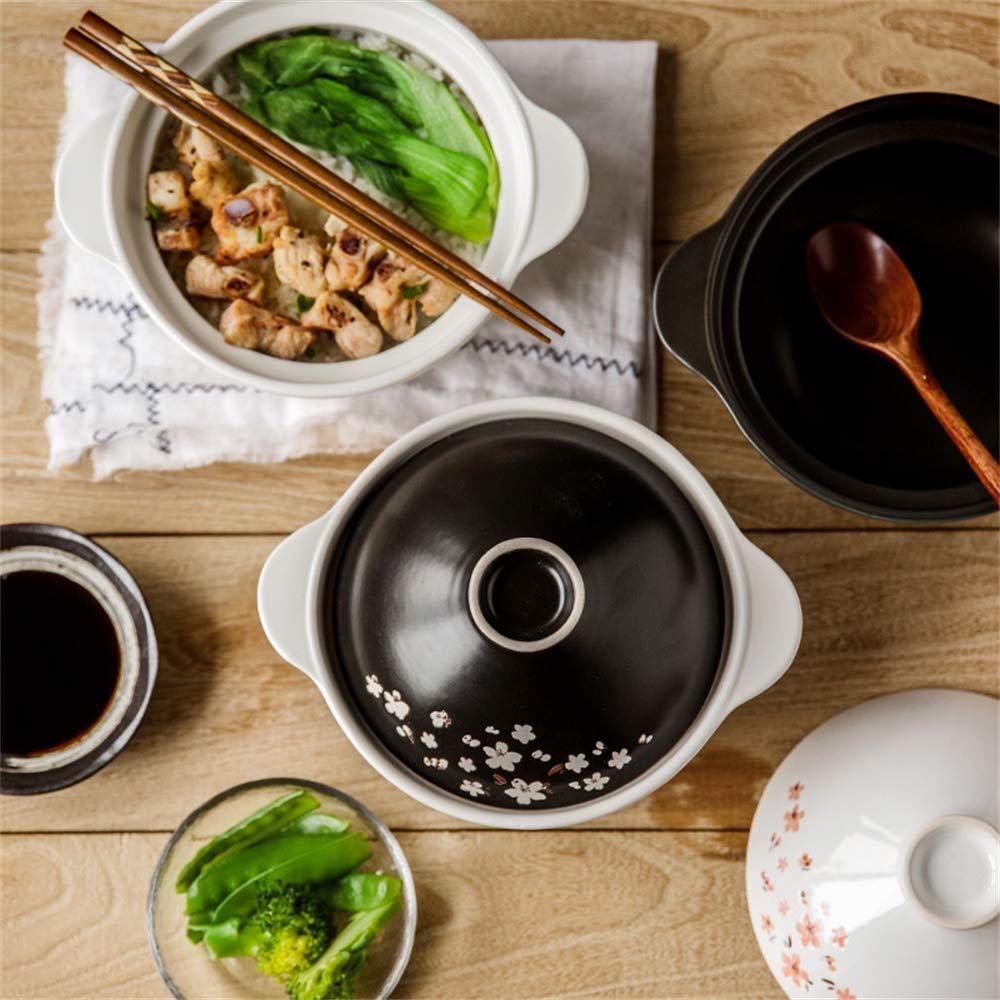 Sakura Keramik Auflauf Steintopf Mit Deckel Haushaltssuppe Eintopf Eintopf Reis Nudel Topf Dampfer Kochen Instant Nudeln Topf Risotto 7 Zoll (Farbe: E)