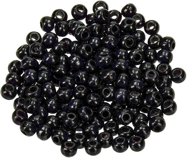 EFCO 1400489 Wooden Beads Hole 110 Pieces, Black, 6 mm